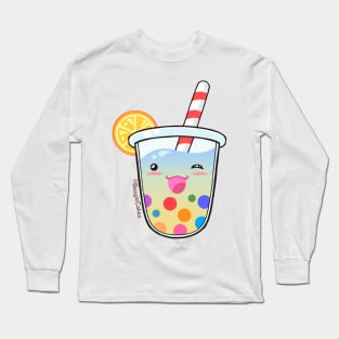 Cute Rainbow Tapioca Bubble Tea Long Sleeve T-Shirt